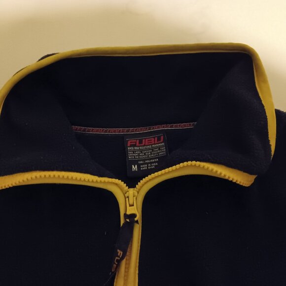 FUBU SPORTS VINTAGE MENS SWEATSHIRT Fleece SIZE MEDIUM Dark Blue Full Zip - Picture 4 of 6